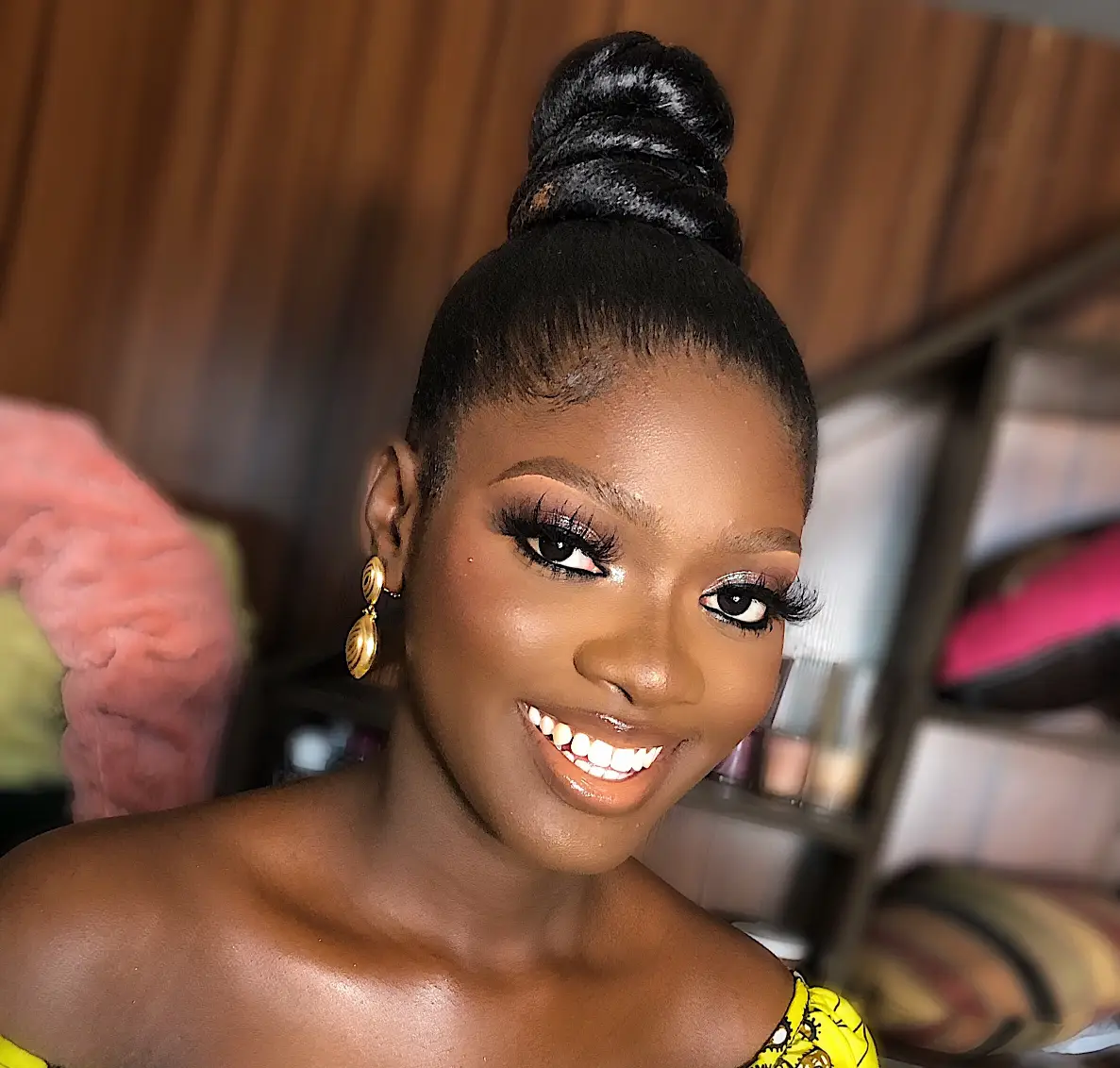 Editorial makeup with polished finish