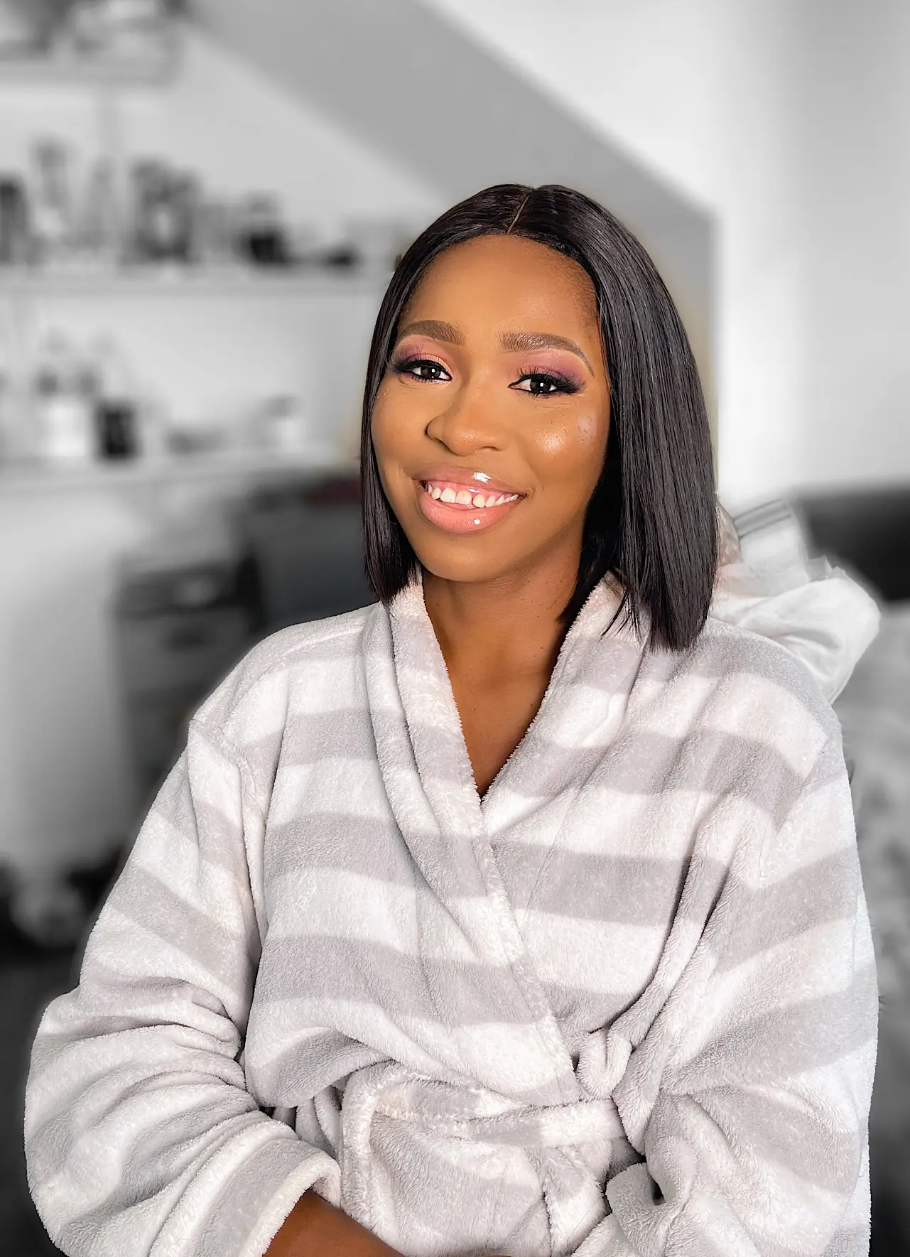 Event makeup with luminous skin